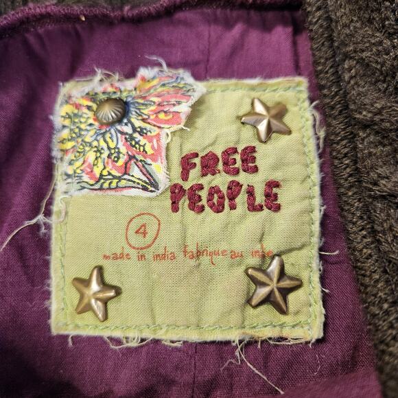 FREE PEOPLE Mini Dress Women 4 Purple Brown Y2K Babydoll Boho Gypsy Forest Fairy - Picture 5 of 12